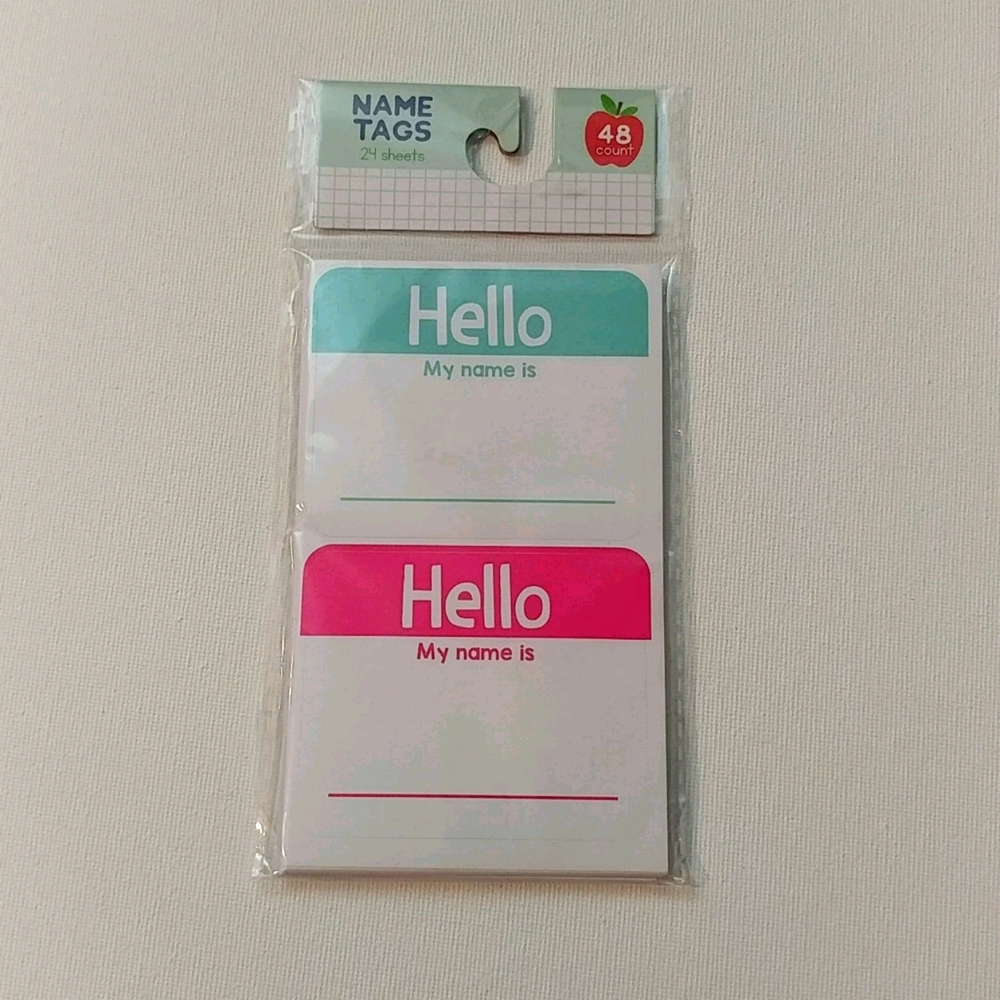 4/$15 🌻 NWT Package of 48 Sticker Name Tags